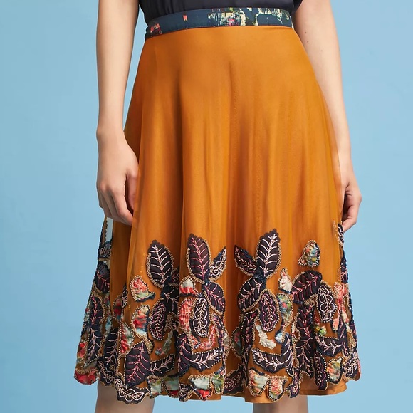 Anthropologie Dresses & Skirts - Anthropologie Bhanuni By Jyoti Sita Tulle orange beaded floral boho skirt